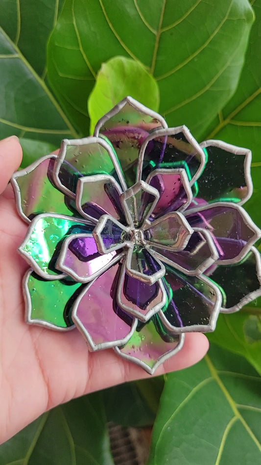 Iridescent 3D Stained Glass Succulent